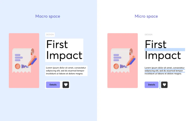 Ví dụ về khoảng trắng lớn và khoảng trắng nhỏ